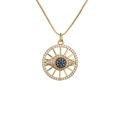 Collana dorata con ciondolo occhio del male e micro-pavé di cristalli blu e bianchi - Tondo Occhio Blu