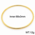 Polished gold 3mm round bangle in minimalist stainless steel, inner size 68mm and 12g - 1Pc-Gold (KB180403-KFC)
