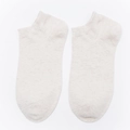 Men's low cut boat socks in beige cotton blend with thin stripes and deep heel - One Size / Solid Beige