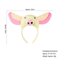 Pink and yellow plush pig headband for kids costumes with size dimension indicators - 3D Pig - Yellow
