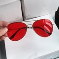 Classic aviator sunglasses with gold metal frame and transparent red lenses - Gold Frame Red Lenses