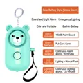 Mint green bear personal alarm with 130dB siren and LED light keychain for women - Chinese Packaging / Bear / Grass Green