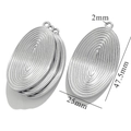 Silberner Stahl-Ovalanhänger mit spiralförmiger Bürstentextur, 47,5 mm x 25 mm - Oval / Silber