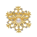 Servilletero de copo de nieve dorado con perla y diamantes de imitación sobre fondo blanco - Perla Diamante de Imitación / Dorado