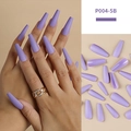 Matte purple long coffin press-on nails set P004-5B with elegant velvet finish - Long Coffin / Matte Purple