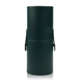 Donkergroene cilindrische PU-lederen make-up borstelhouder met metalen drukknopen - Knopsluiting Koker / Groene Wolk