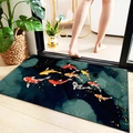Rectangular non-slip bath mat featuring koi fish and lotus leaf pattern on green background - Oriental Carp Lotus 12