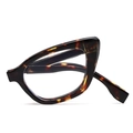 Occhiali da sole cat-eye alla moda con montatura tartarugata e motivo ambra - Montatura Tartarugata Lente Trasparente