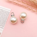 Ciondoli di perle con strass d'argento per accessori capelli e gioielli fai da te - 1 Pezzo Perla con Strass Bianco K 16mm