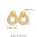 Golden titanium steel trumpet flower earrings with diamond weave pattern and dimensions - Rhombus Woven Texture Waterdrop Earrings (TL-E1314-02)