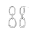 Boucles d'oreilles géométriques en argent avec doubles anneaux pavés de zircons - Argent 925 / Or Blanc