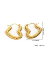 Detail shot of golden heart earrings with hammered texture and precise dimensions - Gold Hammered Texture Heart Style (#0170)