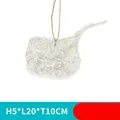 White glitter stingray Christmas ornament with silver sequins and hemp hanging rope - Manta Ray Shape Style 18