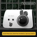 White portable pet space capsule carrier with cartoon rabbit and bubble window - White (Brown Window) Medium