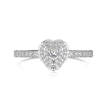 S925 sterling silver ring featuring a double halo heart-cut cubic zirconia in silver - Silver White-DY121017