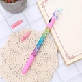 Penna a gel unicorno con glitter liquidi e impugnatura rosa dal design creativo - Penna Unicorno LED Sabbie Mobili Blu
