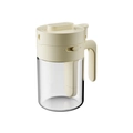 Dispensador de aceite de vidrio beige 2 en 1 y frasco de condimentos con tapa y asa - Tarro de condimentos / crema