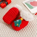 Detail of red Christmas baby socks with non-slip grip soles and festive tree decor - Christmas Tree / S (0-1 Years Anti-slip)