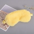 Plush bright yellow sleep mask with soft faux silk elastic band for travel - Yellow