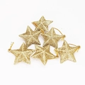 Set of 6 gold glitter star ornaments with hanging strings for Christmas tree decoration - 5cm (With Ring) / Gold