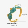 Golden stainless steel ocean ring featuring blue gradient shells in open design - Triple Shell (1001) / Gold