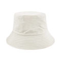 Cappello a secchiello minimalista in cotone beige con tesa cucita per protezione solare - M (56-58cm) / Bianco Sporco/Nero