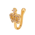 Gold-plated crown non-piercing nose clip with shimmering cubic zirconia stones - Crown Style (WG-0878) / Gold