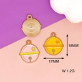 Macro detail of alloy enamel bell charms in pink and yellow with size and weight specs - Pink Bell