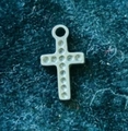 Silver retro cross pendant with nine-dot pattern and ring on dark teal background - Style Z2305S39/9-Point Decor