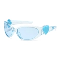 Light blue Y2K heart sunglasses for women with floral temple details in jelly finish - Transparent Blue
