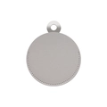 Grey round leather mirror charm with a silver metal ring and detailed edge stitching - Premium Grey