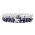 8mm Naturstein-Armband-Set aus weißem Türkis und blauem Sodalith für Paare - 19cm / Zweiteiliges Set / Howlith & Sodalith