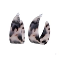 Fashionable C-shaped acrylic earrings featuring a unique black and white tortoiseshell pattern - Purple Leopard