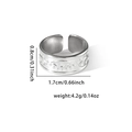 Detailed size guide of silver stainless steel open ring with evil eye pattern engravings - Evil Eye Style (#0316)
