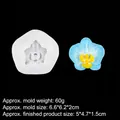 Orchid flower silicone mold for DIY crafts with size specs and finished product view - 3# Small 15-1128 / White/Clear