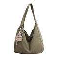 Borsa tote minimalista in tela verde oliva con ciondolo moda e grande capacità - Con Ciondolo / Verde