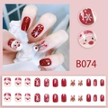 Christmas reindeer press-on nails set featuring Santa Claus designs and glitter accents - Christmas Reindeer Santa Style (B074)