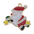 Ciondolo Babbo Natale smaltato rosso e bianco per creazione gioielli natalizi fai da te - Babbo Natale Volante (19571) / 1 Pezzo/Confezione (25x25mm)