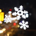 White snowflake window decals with star cutouts for Christmas glass decoration - Snowflake