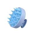 Ergonomic light blue silicone scalp massager brush with eco-friendly wheat straw handle - Matte Wheat Straw Blue