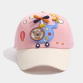 Cappellino baseball bimbi in rete rosa con elicottero 3D e design di orsetto carino - 52cm 2-5 Anni / Rosa