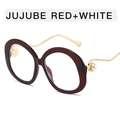 Retro round oversized sunglasses in jujube red with gold temples and pearl accents - Bordeaux Frame Clear Lenses