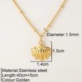 Golden stainless steel shell pendant necklace with 40+5cm adjustable chain for women - Shell(1906)