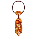 Verstelbare oranje bloemenstropdas voor honden en katten met wit bloemmotief print - Warm Oranje Bloemen