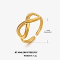 Anillo ajustable de acero inoxidable bañado en oro 18K con símbolo de infinito - Abierto Ajustable / Dorado