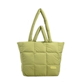 Borsa tote trapuntata verde avocado con doppi manici ed etichetta di tendenza - Verde
