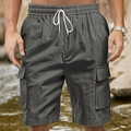 Dunkelgraue Cargo-Shorts für Herren mit elastischem Kordelzug und großen praktischen Taschen - S / Dunkelgrau