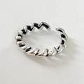 Minimalistischer S925 Sterlingsilber Ring mit gedrehtem Seil-Design und Vintage-Stil - Schräglinienring (J1578) / Antik Silber