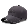 Dark grey quick-dry baseball cap featuring 3D embroidered JFBR lettering and curved brim - Adjustable / Gray