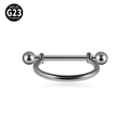 Silver G23 titanium U-shaped nipple ring bar with decorative beads and polished finish - 1.2x10x3x3mm / 8mm Steel Smooth